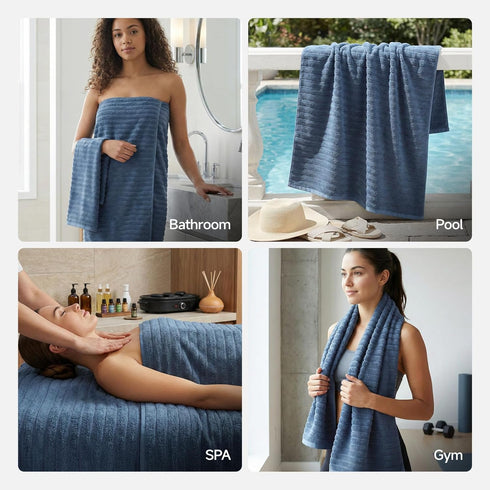 2 Pack 3163 inches, 100% REDKISS Large Bath Towels Cotton, Super Soft and Absorbent, Quick-Dry Towels, Perfect