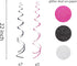 30Ct Minnie Hanging Swirl Decorations - Ceiling Streamers for Mouse Birthday Party, Glitter Pink, Black Decor