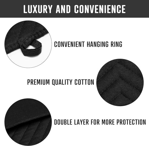 R HORSE 4Pcs Oven Mitts Set, Heat Resistant Cotton Kitchen Gloves with Pocket & Hanging Loop
