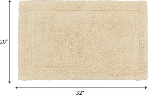 Jean Pierre New York Lydia Border 100% Cotton Bath Mat - Non-Slip Bath Rug - Ivory - 20"x32"