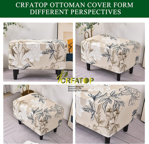 Bottom,46 CRFATOP Ottoman Chair Cover Large Ottoman Chair Slipcovers Solid Rectangle Storage Stool Cover Stretch