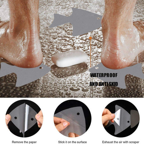 Bathtub Stickers Non-Slip, 24 PCS Safety Shower Treads with Premium Scraper, Gray