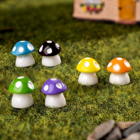 80P Mini Mushrooms, Tiny Resin Mushroom Figurines Small Little Resin in Bulk for Miniature Landscape Aquarium Potted