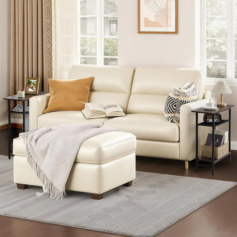 Tedheve 3-Tier Set 2 Side Table of for Living Room, Narrow End Table for Small Spaces with Wide Storage Top, Rustic