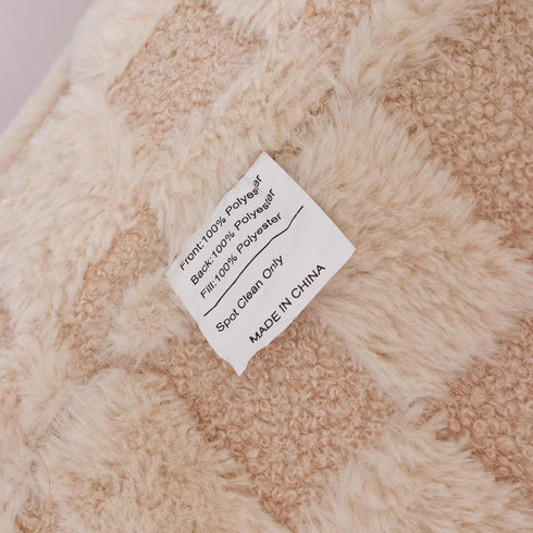 A Nice Night Faux Fur Reading Pillow,Checkered Fluffy Grid Plaid,Bed Wedge Pillow Large Adult Children Backrest