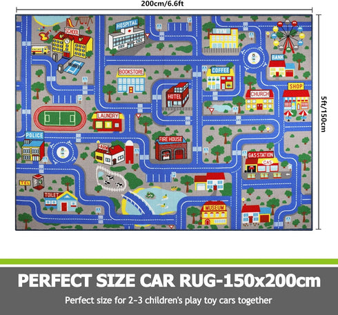 Decor,5'x 6'6" Capslpad Blue Car Road Kid Rug Carpet Playmat for Playoom Traffic Road Kids Play Mat for Toddler Non