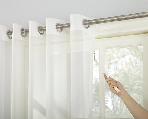No. 918 Emily Extra-Wide Sheer Voile Sliding Patio Door Curtain Panel, 100" x 84", Ivory - 50985