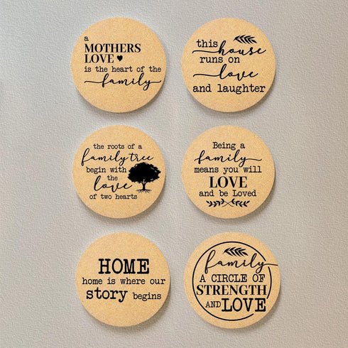 Cegkuc Set 6, 4" Coasters for Drinks with Holder of Family Coasters Home&Love Coaster for New Home Couples House