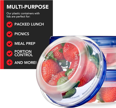 Stock Your Home 8oz Plastic Containers with Twist Top Lids (4 Pack), Airtight Reusable Soup Containers for Leftovers