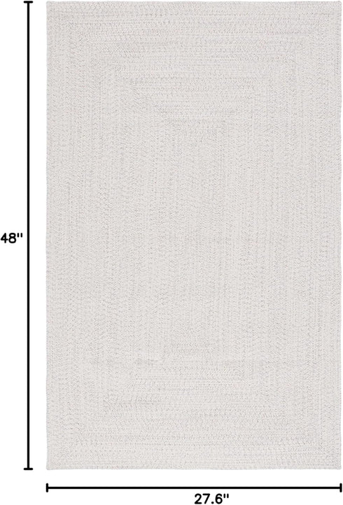 2'3" 4', (BRA201A) SAFAVIEH Washable Rug Outdoor Braided Collection - x Ivory & Light Grey, Handmade & Reversible