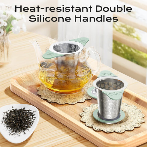 Tea,18/8 TeaPots/Mugs-4Pack Tea Infuser for Loose Leaf Stainless Steel Tea Infuser with Heat Proof Silicone