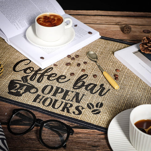 Cunhill 2 Pieces Coffee Bar Mat, 20 x 14 Inch Coffee Placemats for Coffee Station, Countertops Accessories