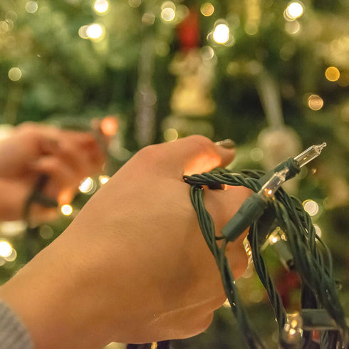 30FT 150 FUNPENY Christmas Lights, Incandescent Mini Clear String Lights, Warm White With Green Wire for Indoor Outdoor