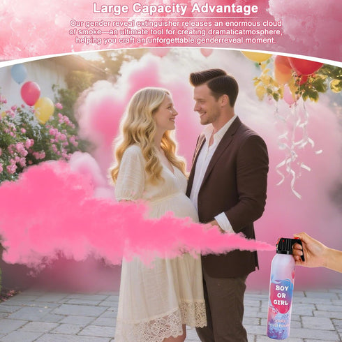 4 Packs, 10ft Large Gender Reveal Smoke Bombs Pink Biodegradable Powder Spray for Baby Girl Reveal, Long-Lasting Smoke