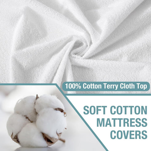 Bedecor Waterproof Full Mattress Protector - Washable Soft Cotton Top Bed Protector for Kids, Pets, Deep Pocket