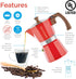GROSCHE Milano Stovetop Espresso Maker Moka Pot, 3 Espresso Cup - 5oz, Red, Cuban Coffee Maker, Italian Espresso Brewer