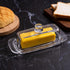 Countertop Glass Butter Dish with Cover, Clear Crystal Butter Holder Tray with Lid for Refrigerator