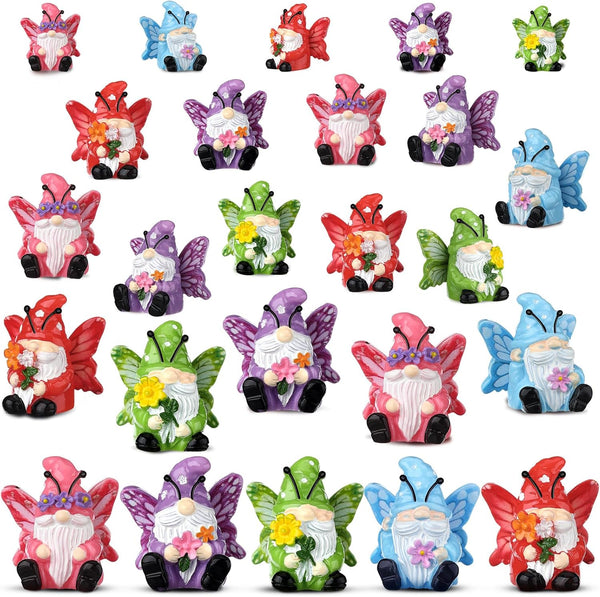 Wesiti 40 Pcs Spring Decoration Butterfly Mini Resin Gnomes 1.18 Inch Spring