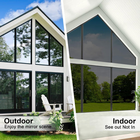 One Way Window Privacy Film, Reflective Tint for Home, Sun Blocking Anti-UV Clings with 3 Tools