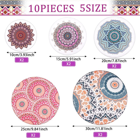 Patelai 10 Pieces Bowl Covers Reusable in 5 Size Stretch Cloth Fabric Bowl Covers Elastic Food Storage Covers Cotton Bread Bowl Covers Reusable Lids for Food, Fruits, Leftover (Retro Style) by Patelai