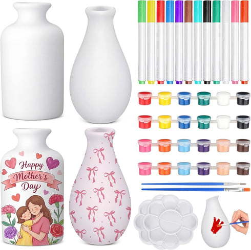 Singhoow 4 Set Mother's Day Paint Your Own Porcelain Paint Vase Art Project