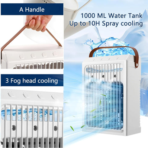 gootu Conditioners,1000ML Conditioner,3 Cooler,2/4/6H OFF,7Color Portable Air Portable AC Unit,Personal Small Air Speed