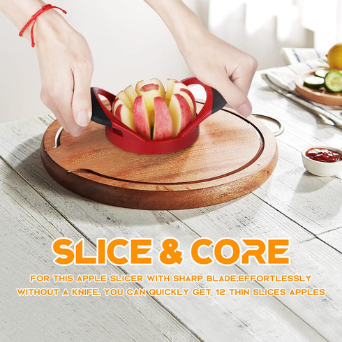 4.72 Inch 12 Supercenter Apple Cutter, Apple Corer and Slicer - Stainless Steel Apple Corer - Apple Slicer Tool