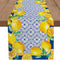 Capri Blue Lemon Table Runner Italy Tile Burlap Artificial Yellow Lemon Fruit
