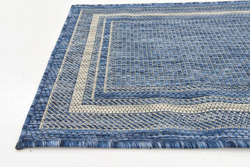 Unique Loom 2' x 6' Outdoor Border Collection Area Rug, Soft Border, Blue/Ivory Runner