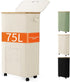 Laundry Basket with Wheels, Dirty Clothes Hamper on Wheels, Rolling Tall Laundry