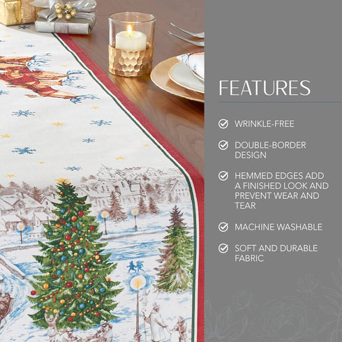13 Inches 70 Inches Elrene Home Fashions Santa Snowy Sleighride Holiday Fabric Table/Console Runner, x