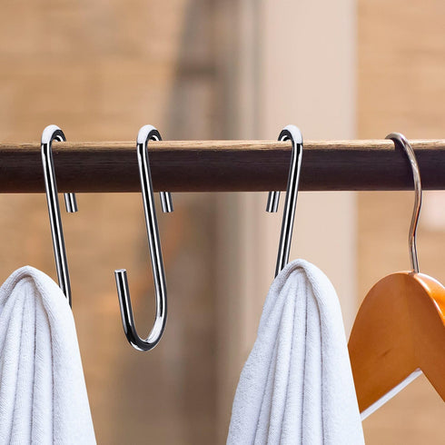 20 Pack Heavy Duty S Hooks Stainless Steel S Shaped Hooks for Kitchenware, Utensils, Clothes, Tools (Silver)