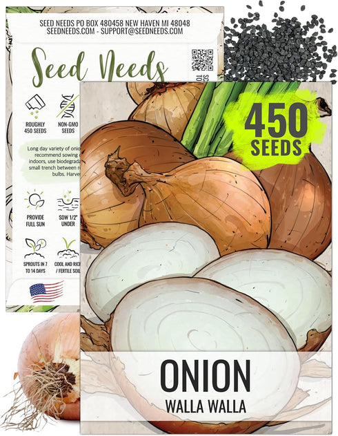 Seed Needs Onion Seeds for Planting Walla Walla Long Day Onions -