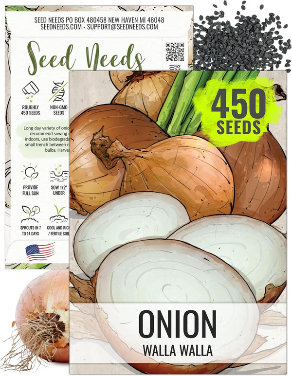 Seed Needs Onion Seeds for Planting Walla Walla Long Day Onions -