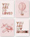 FITIE Pink Girl Nursery Wall Art Posters Set of 4, Boho Nursery