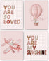 FITIE Pink Girl Nursery Wall Art Posters Set of 4, Boho Nursery
