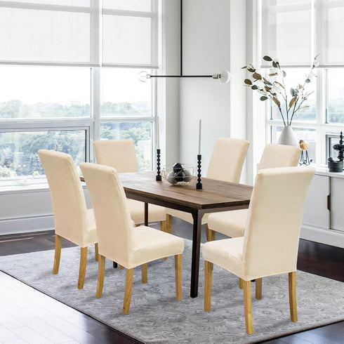 Set 6,Stretch Velvet Dining Chair Covers,Dining Room Chair Covers of Kitchen Chair Cover,Soft Washable Dining Chair