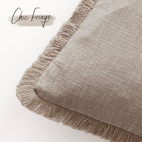 Cozy 2626 Inch,1PC,Natural Foindtower Decorative Linen Fringe Throw Pillow Covers Boho Farmhouse Cushion Cover