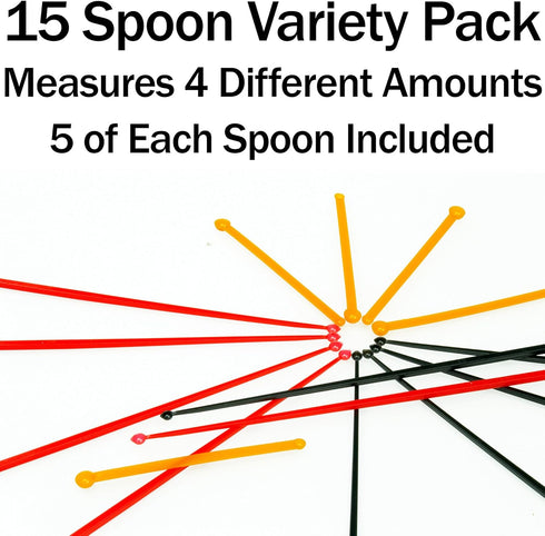 SuperDosing Static-Free Micro Scoop Variety Pack, 6 Milligram - 30 Mg Measuring Spoons, 15 Pack