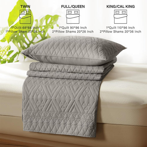 Set,Dark Set Seasons,3 Piece(1 Quilt,2 akkialla Full/Queen Size Quilt Bedding Grey Lightweight Microfiber Soft