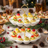 2 24 Countertop Tier Ceramic Easter Deviled Egg Platter Hole Deviled Egg Tray Container, Detachable Eggs Holder Tower
