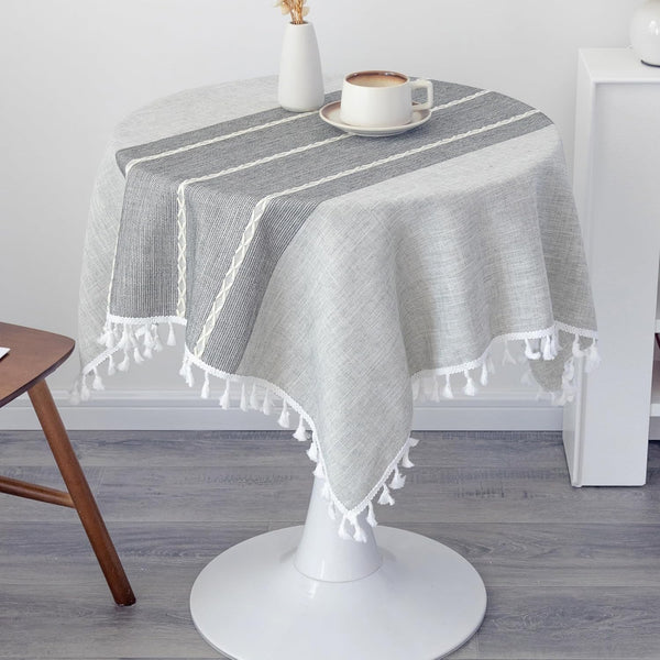 Small Waterproof Cotton Linen Washable Tablecloth Farmhouse Wrinkle Free Square Burlap Table