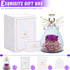 ANLUNOB Preserved Rose Gifts for Women, Mom, Grandma, Wife, Glass Angel Figurines with Pretty Purple Flowers for