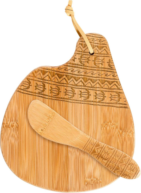 Totally Bamboo Tonga Serving Board and Spreader Set, 7-1/2" x 8-1/2"
