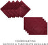 Elrene Home Fashions Caiden Elegance Damask Fabric Placemats, 13" x 19", Cranberry, Pack of 4