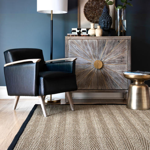 nuLOOM 2x3 Larnaca Seagrass Herringbone Indoor/Outdoor Accent Rug, Black