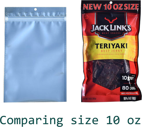 AwePackage Clear Silver Flat Pouch Zipper Bag for Homemade Jerky (100, 7x11", 10oz)