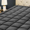 HYLEORY Queen Mattress Pad Quilted Fitted Protector, Cooling Pillow Top Mattress Cover with 8-21" Deep Pocket, Dark Grey