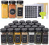 36 Glass Spice Jars with 576 Labels-Spice Jars with Black Metal Caps,