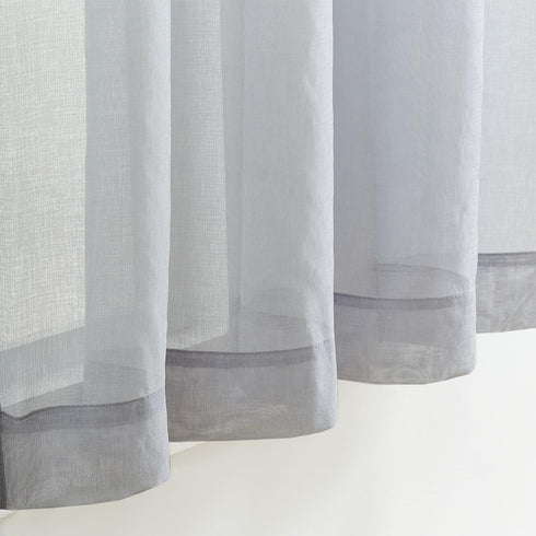 MYSTIC-HOME Sheer Curtains - 45 Inch Length Rod Pocket Voile Drapes for Living Room, Set of 2, Silver Grey